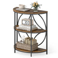 Half Round 3-Tier Sofa Side Table with Storage Shelves O45928