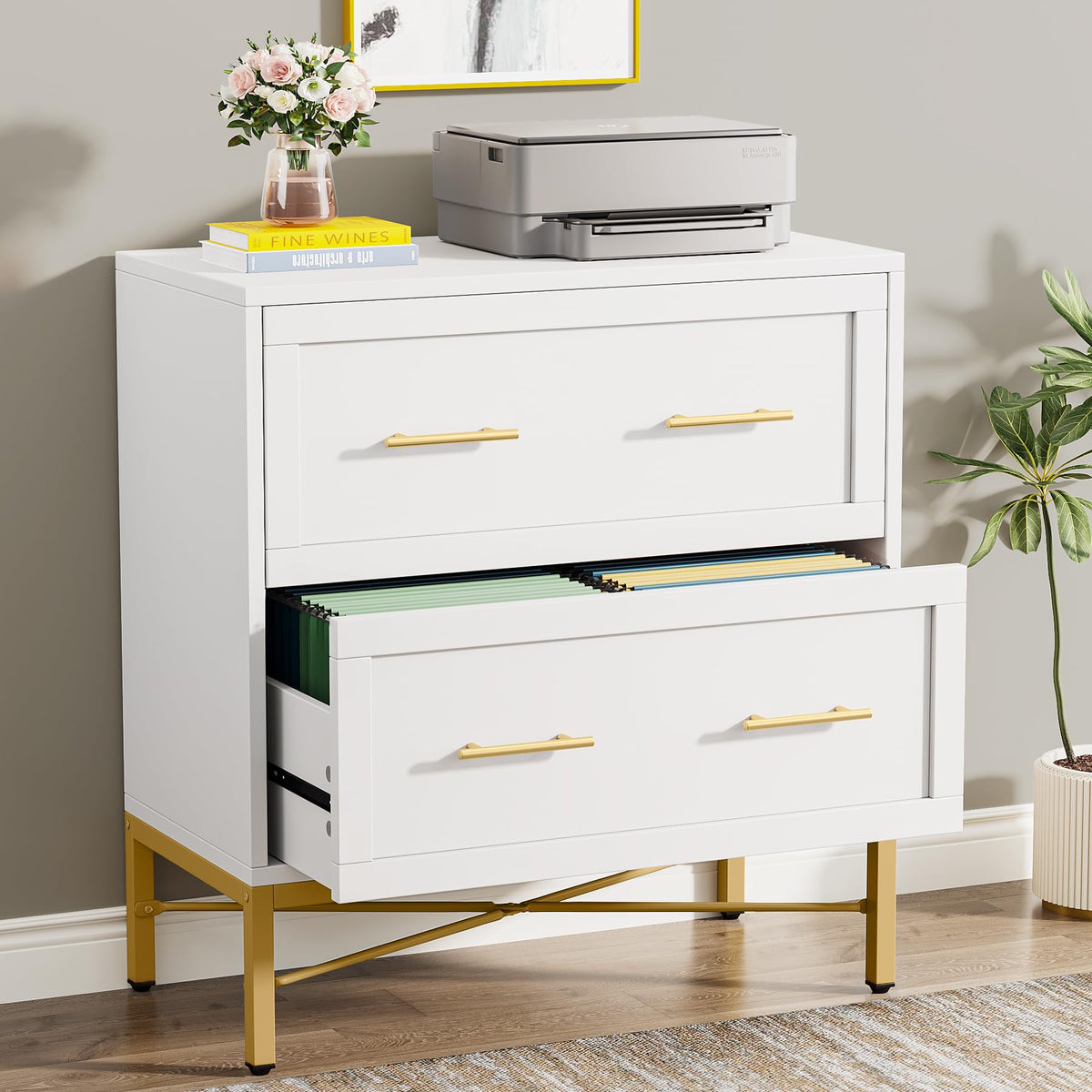 White 2 Drawer Wood File Cabinet D356001