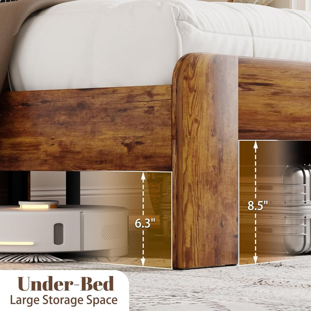 Queen Bed Frame with Storage Headboard and Charging Station J251
