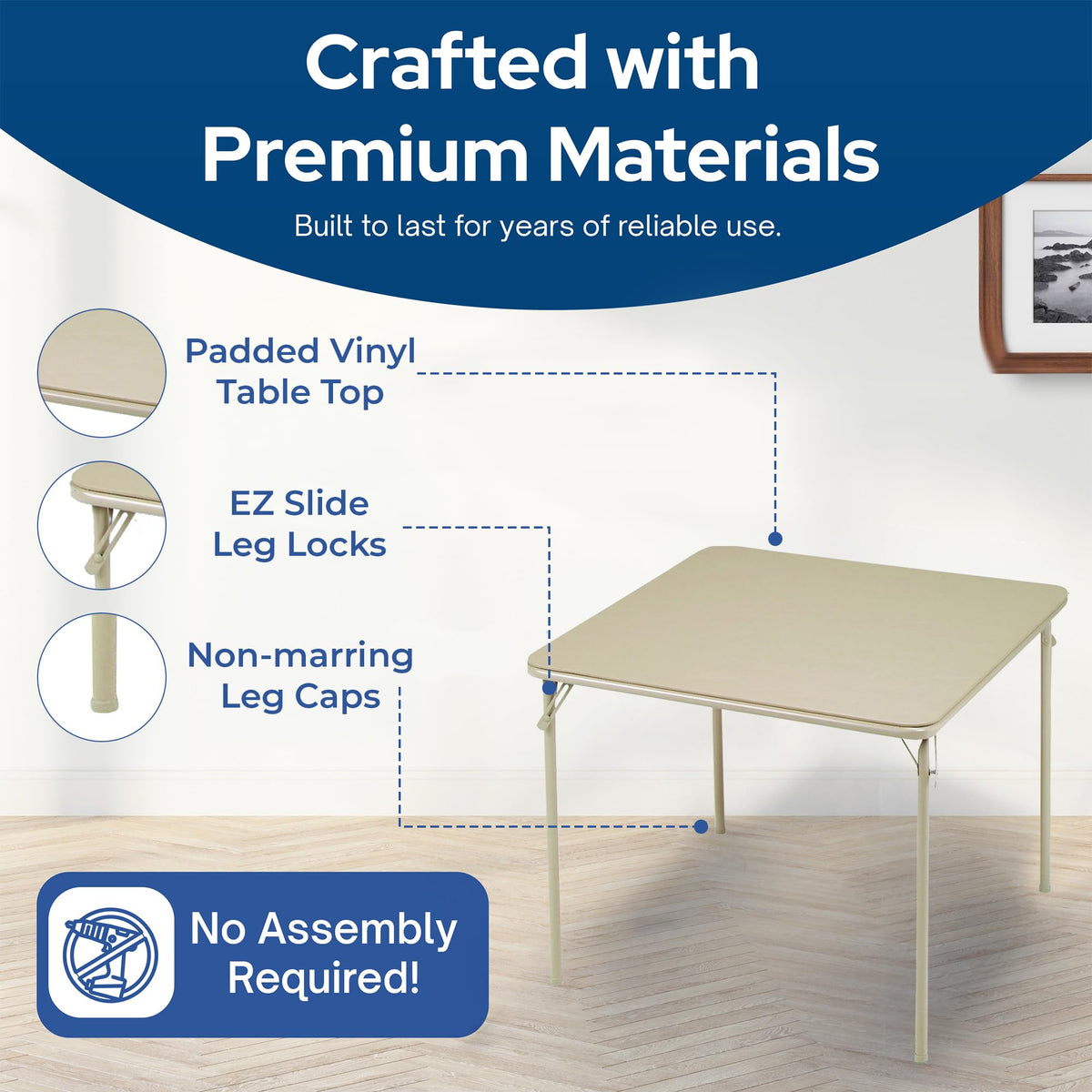 Buff Tan Square Folding Card Table H571457