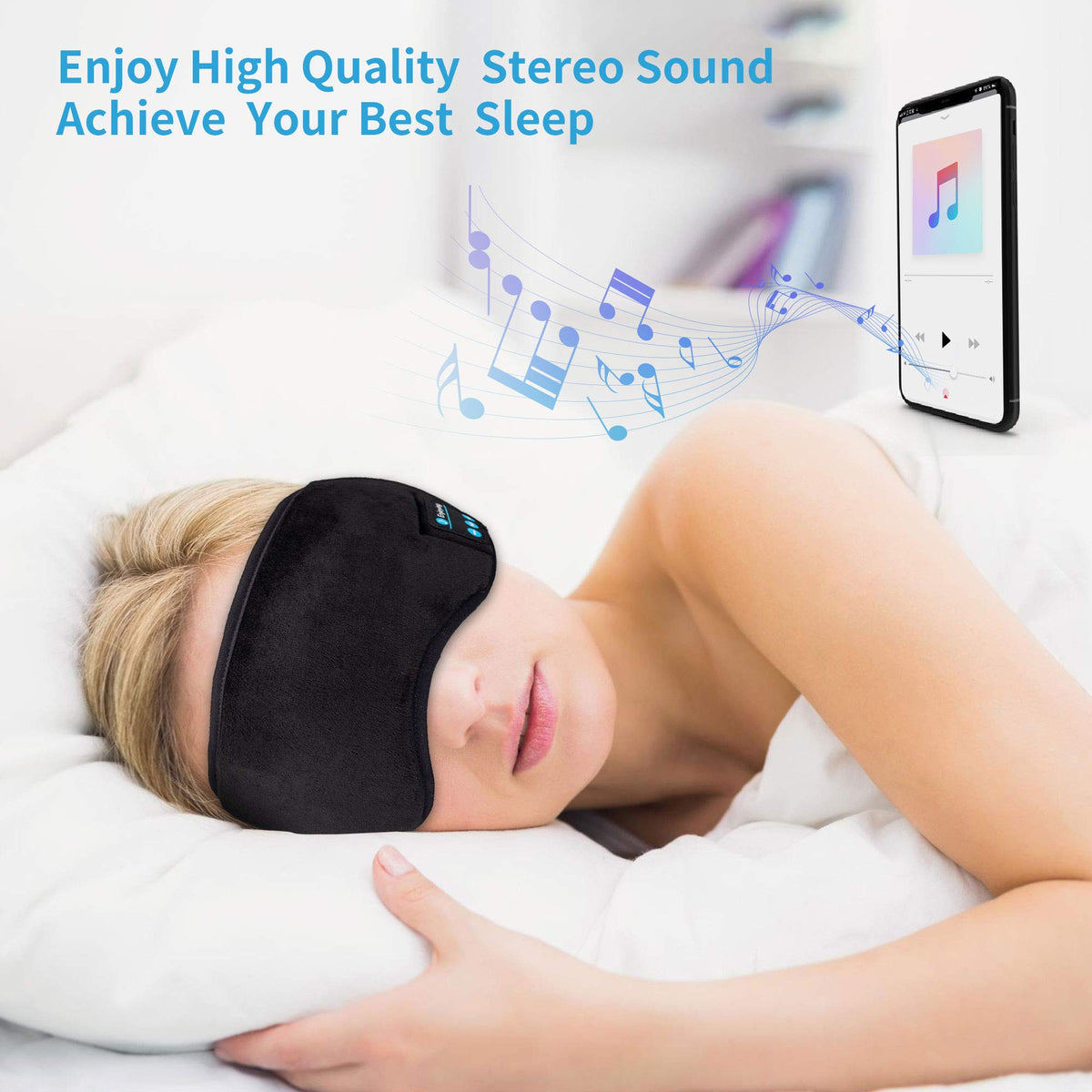 Bluetooth Sleep Headphones Eye Mask with Built-in Speakers Microphone I3052