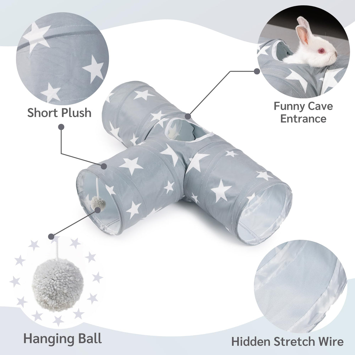 3 Way Collapsible Rabbit Tunnel Toy D63782