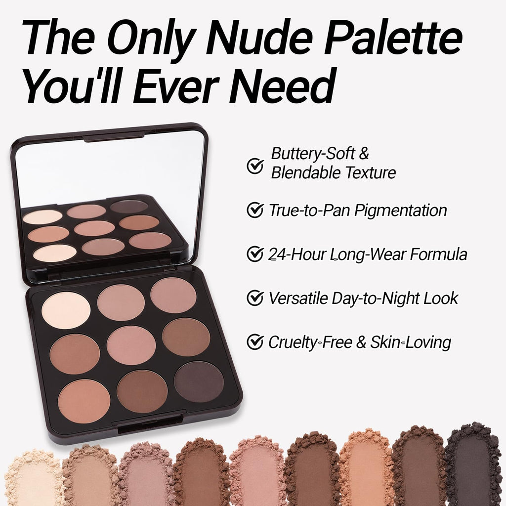 Neutral Nude 9 Colors Matte Eyeshadow Palette with Mirror C74900