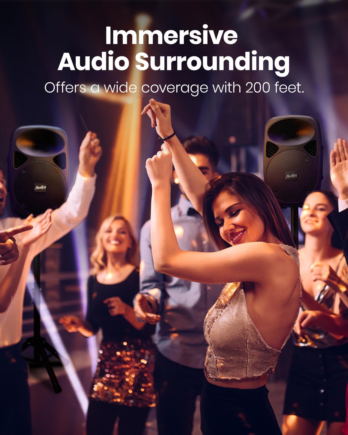 8 Inch Rechargeable Bluetooth PA System with Tripod Stands, Wired Mic V5068