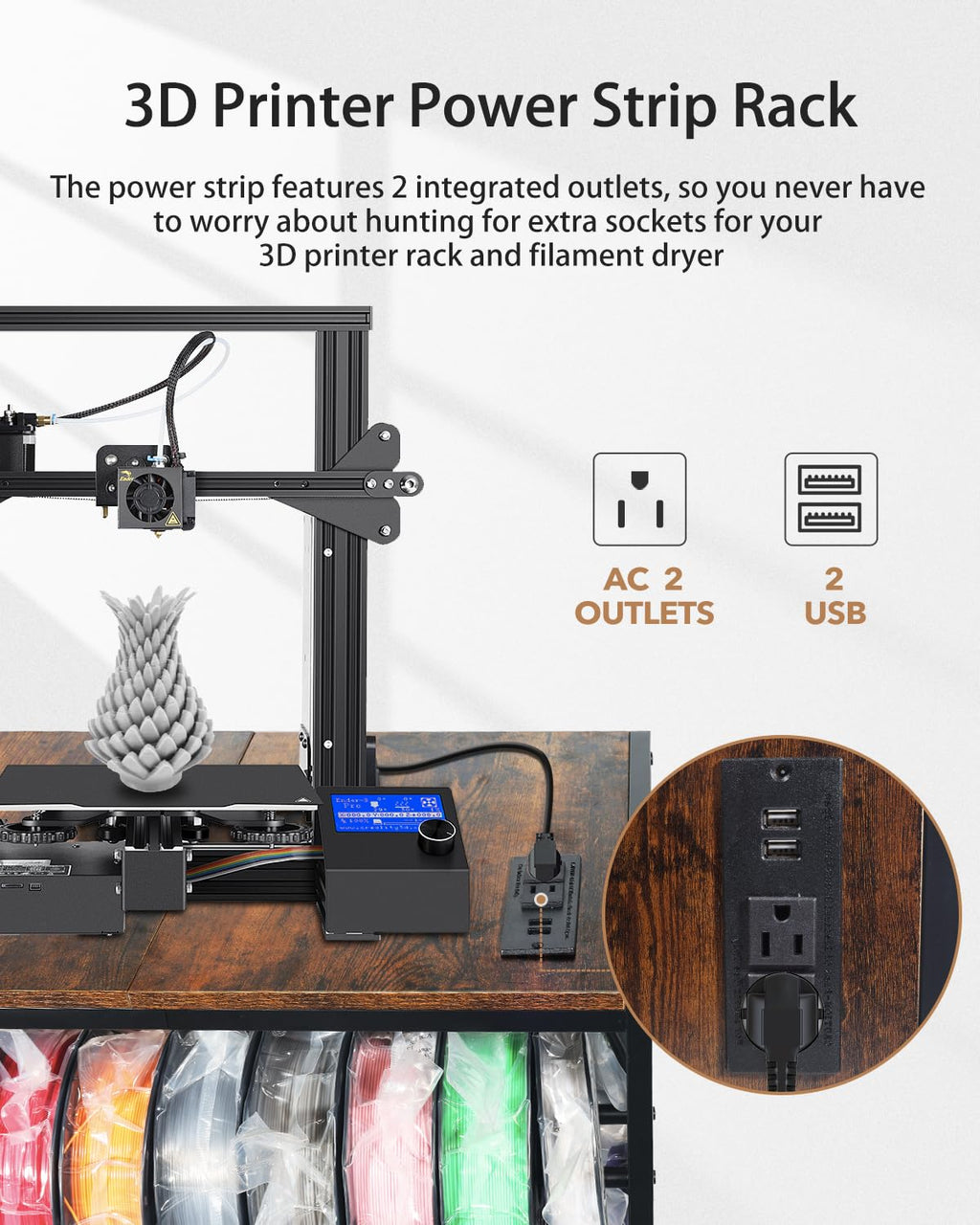 Heavy Duty Rolling 3D Printer Stand with Filament Storage X741354