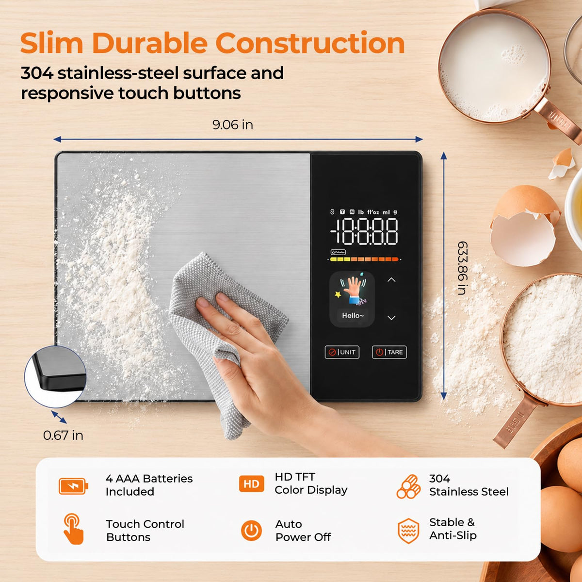 11lb Stainless Steel Digital Kitchen Scale K6358