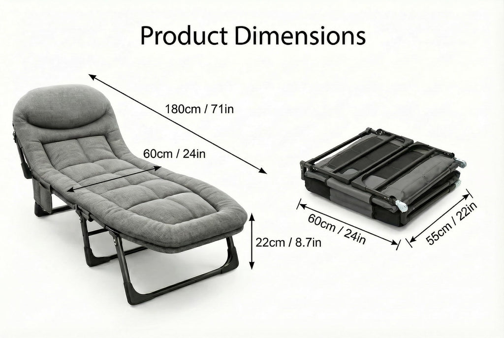 Folding Camping Cot with Mattress and Pillow, Grey K6723