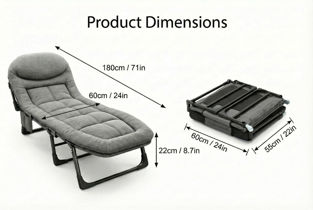 Folding Camping Cot with Mattress and Pillow, Grey K6723
