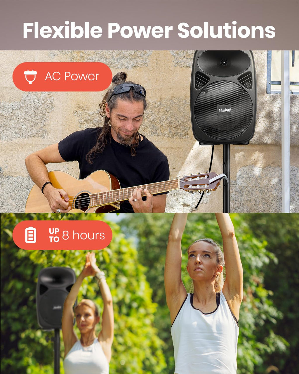 8 Inch Rechargeable Bluetooth PA System with Tripod Stands, Wired Mic V5068