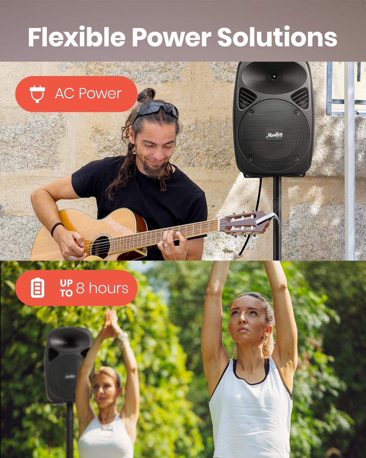 8 Inch Rechargeable Bluetooth PA System with Tripod Stands, Wired Mic V5068
