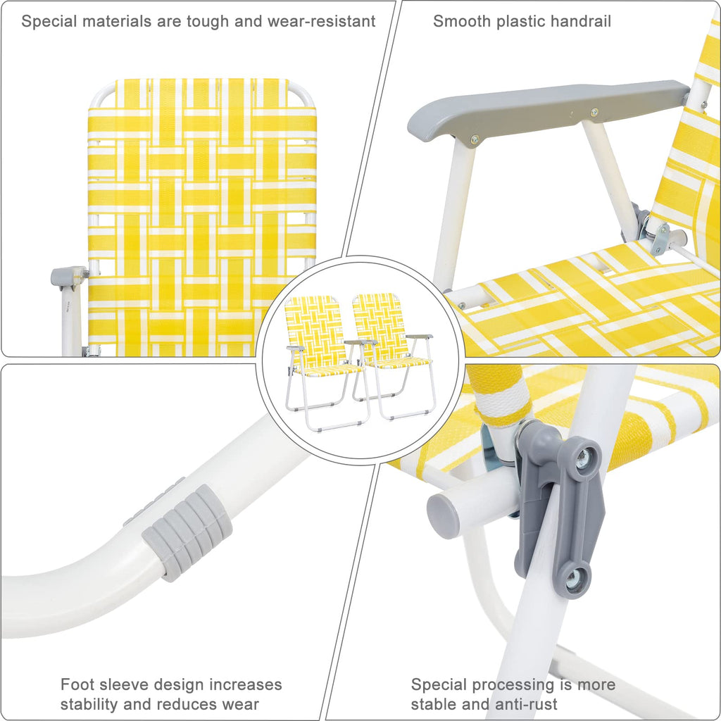 Folding Webbed Camping Chair Set of 2 Yellow E21478