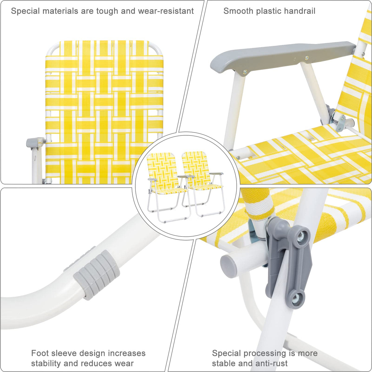 Folding Webbed Camping Chair Set of 2 Yellow E21478