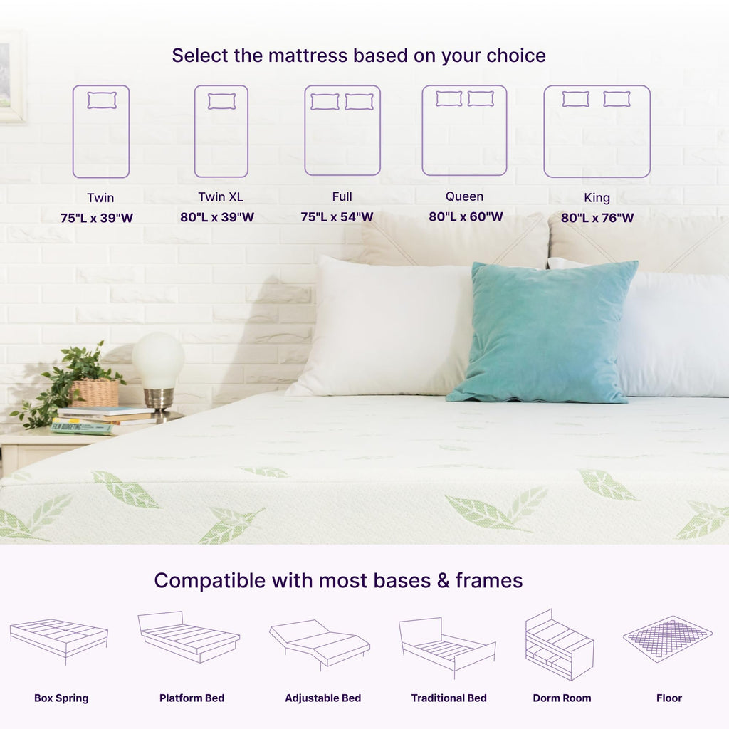 Twin Size 6 Inch Green Tea Memory Foam Mattress D323