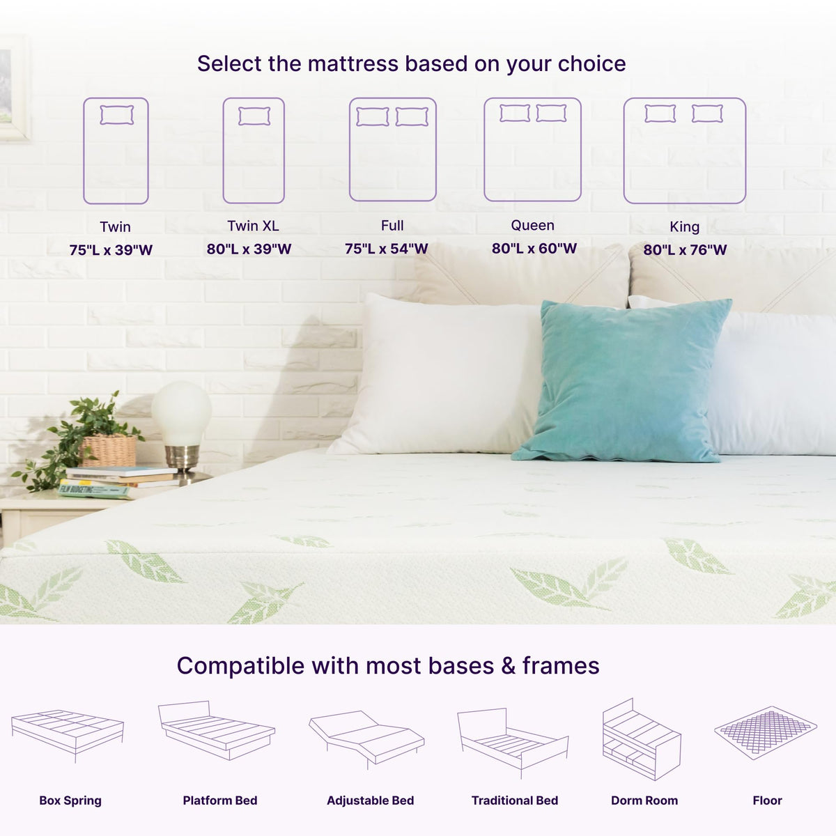 Twin Size 6 Inch Green Tea Memory Foam Mattress D323