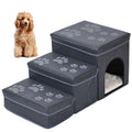 Folding Pet Ramp with Storage, Non Slip Dog Stairs, Grey C924311