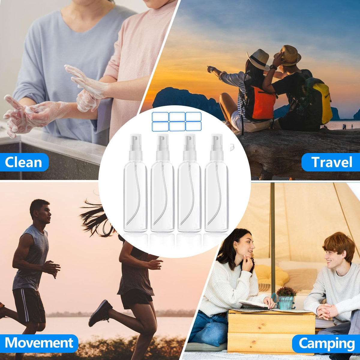 4 Pack 3.4 Oz Travel Bottles D5450