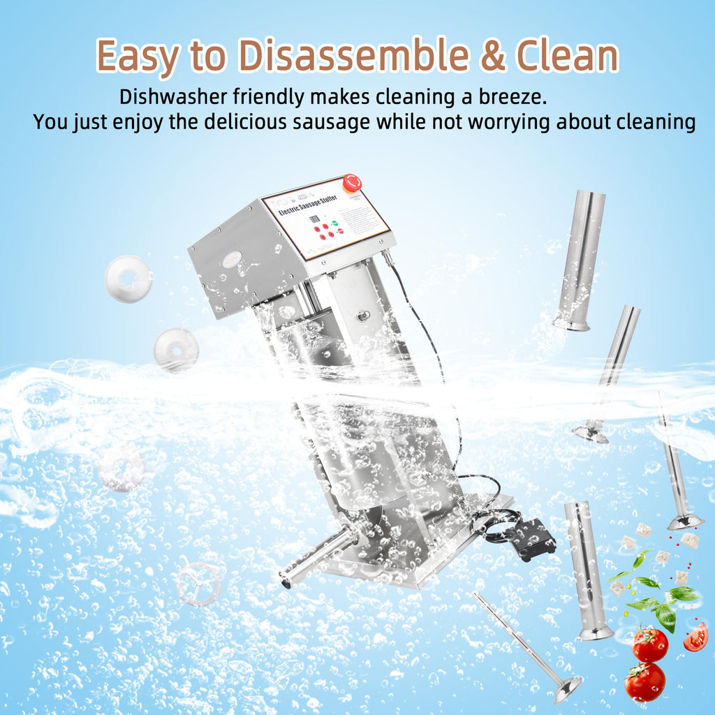 30LB Stainless Steel Electric Sausage Stuffer with 5 Stuffing Tubes Z508367