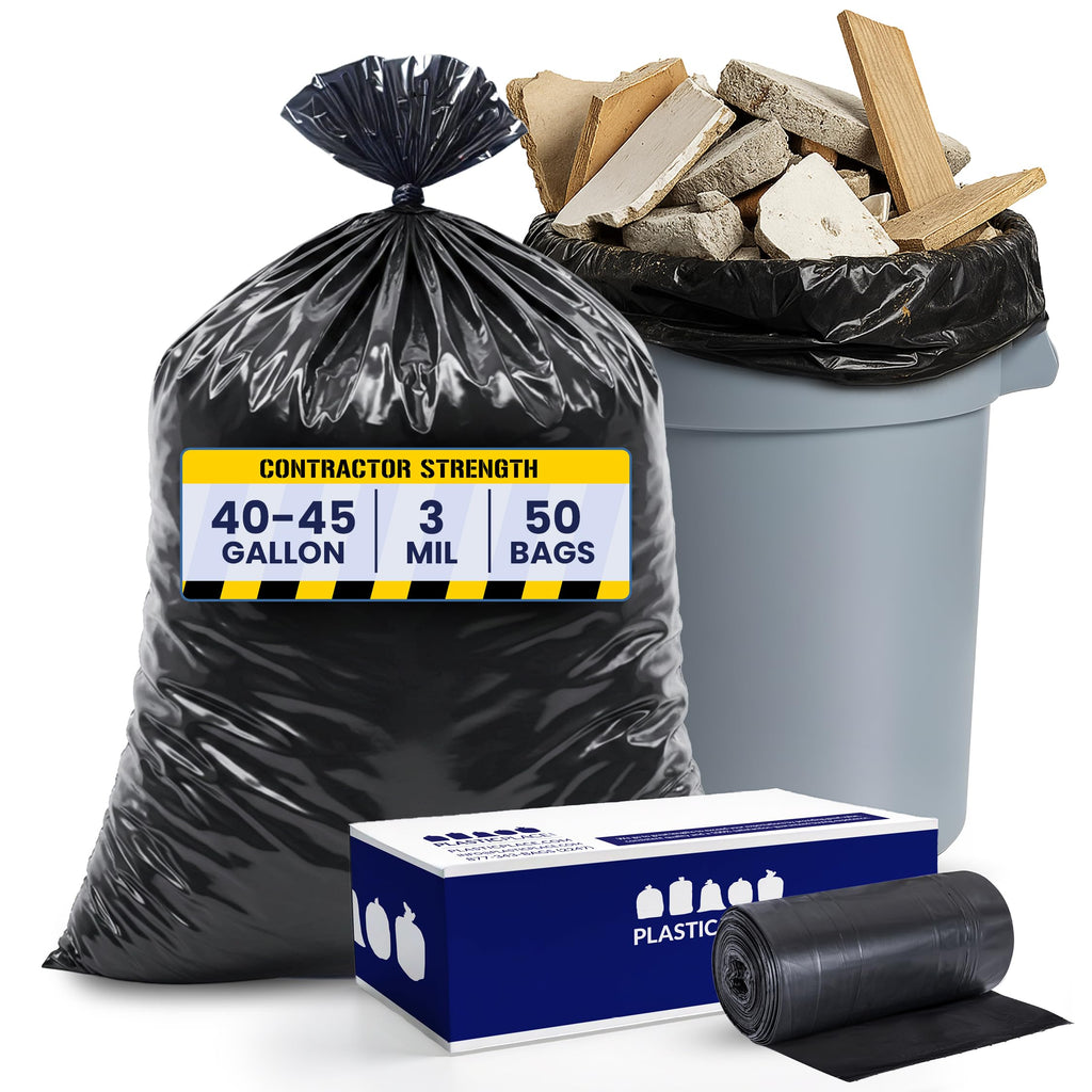 Black Heavy Duty 40-45 Gallon Trash Bags 3.0 Mil 50 Count Y218