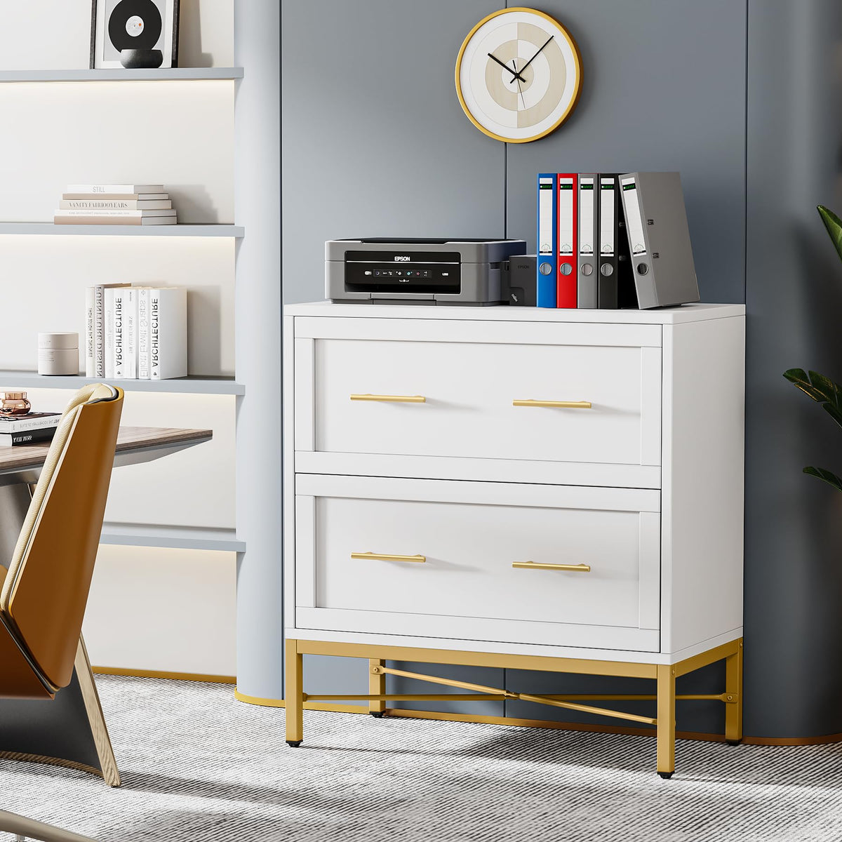 White 2 Drawer Wood File Cabinet D356001