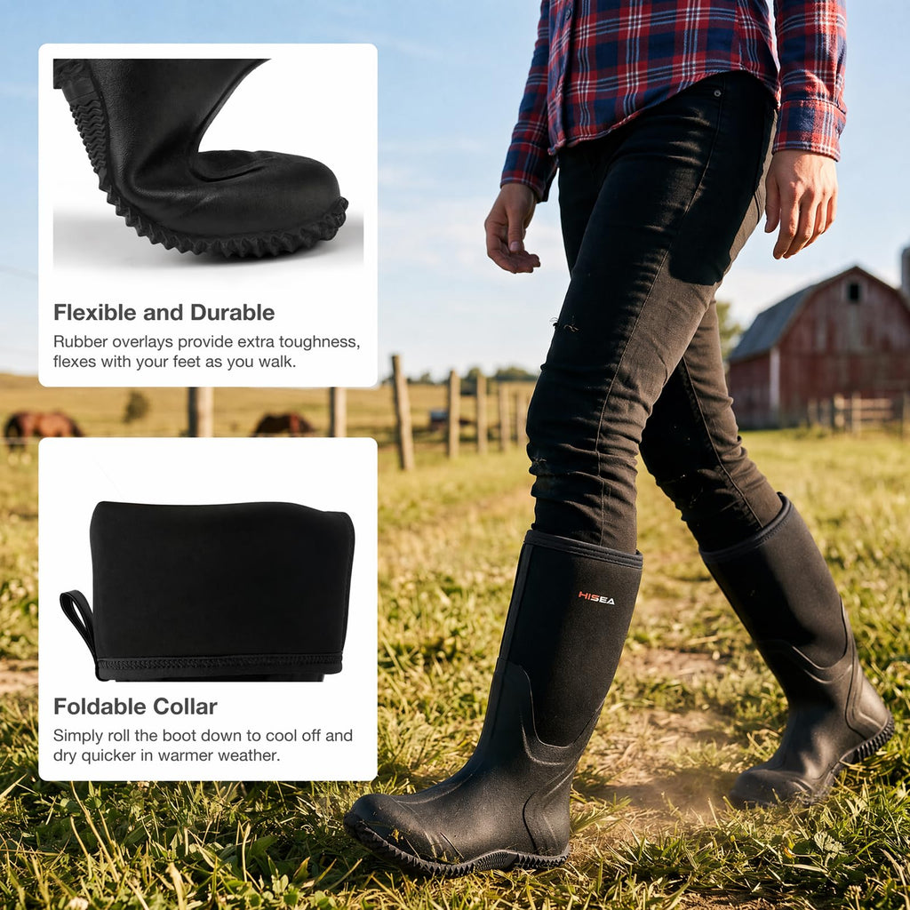 Women's Waterproof Insulated Neoprene Rubber Rain Boots R4469