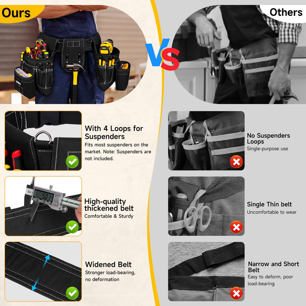 Tool Belt with 4 D-Rings, 27-Pockets K9233