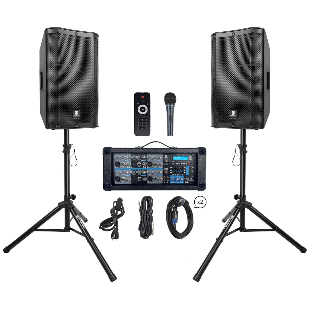 2000W Bluetooth PA Speaker System with 6-Channel Powered Mixer M757