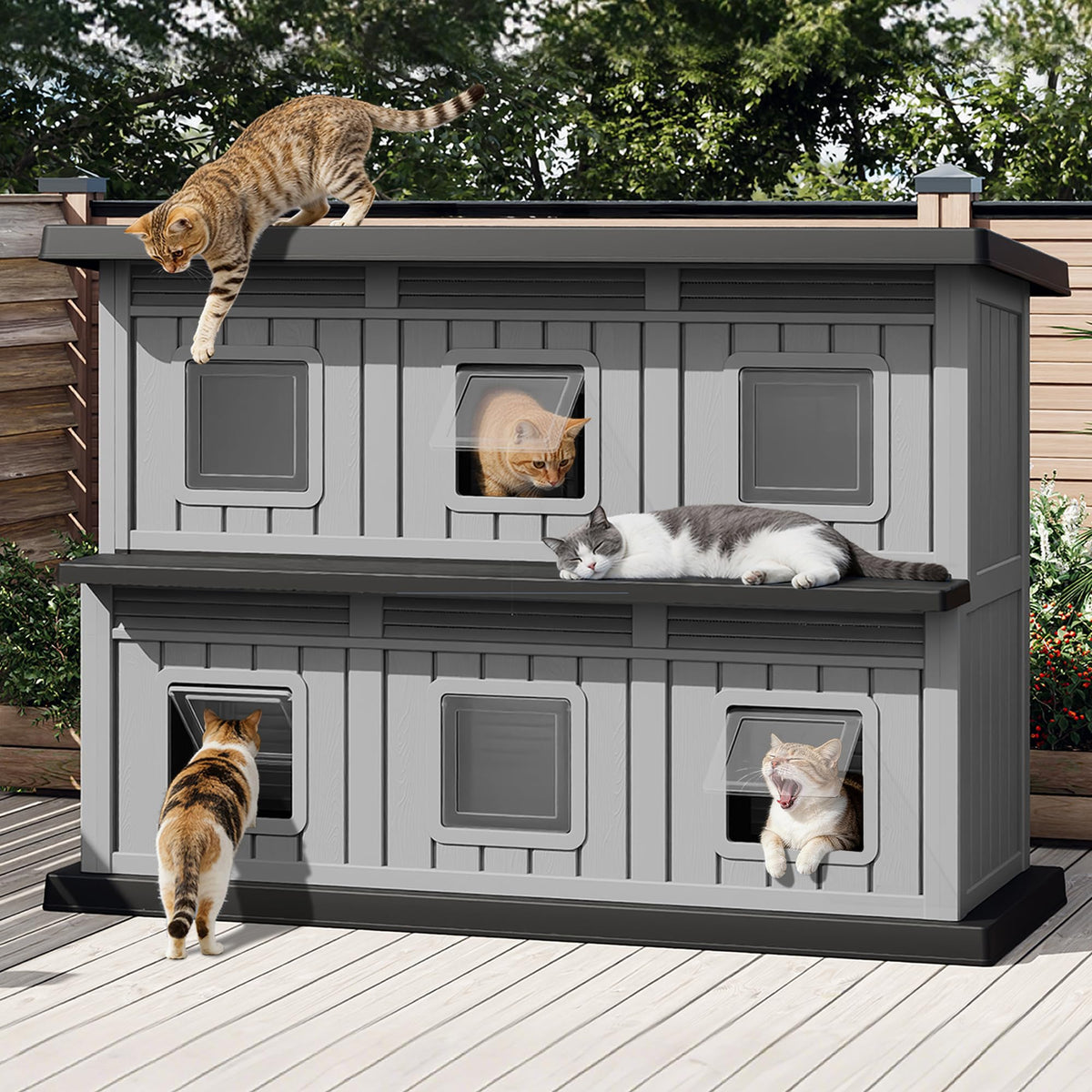 Weatherproof Insulated Outdoor Cat House K550598