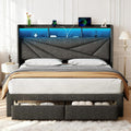 Queen Bed Frame with 2 Storage Drawers and Upholstered Headboard N622