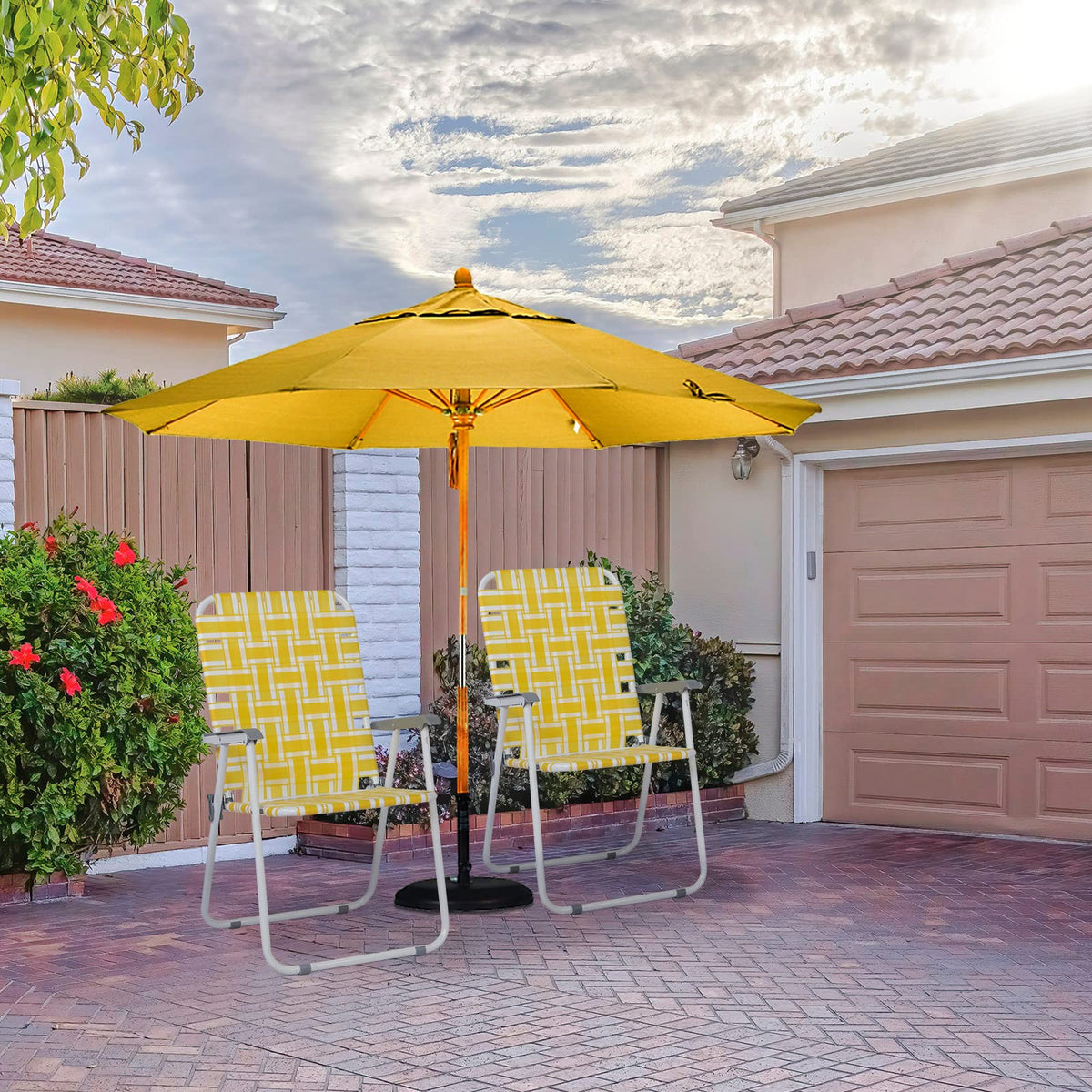 Folding Webbed Camping Chair Set of 2 Yellow E21478