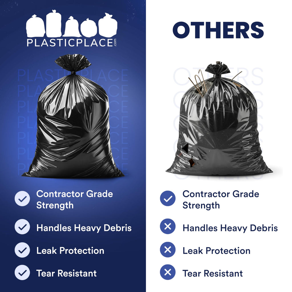 Black Heavy Duty 40-45 Gallon Trash Bags 3.0 Mil 50 Count Y218