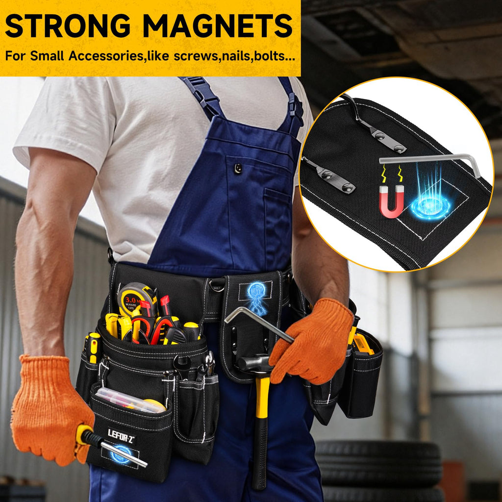 Tool Belt with 4 D-Rings, 27-Pockets K9233