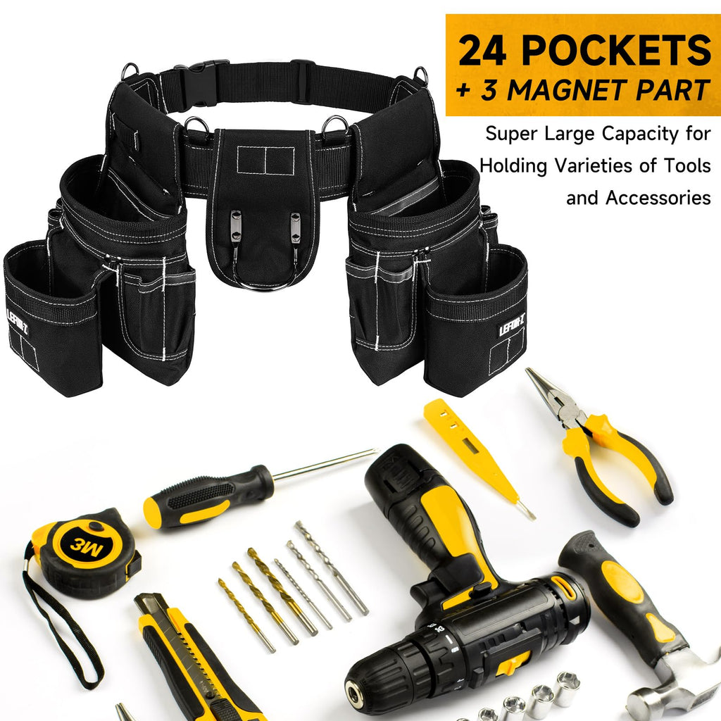 Tool Belt with 4 D-Rings, 27-Pockets K9233