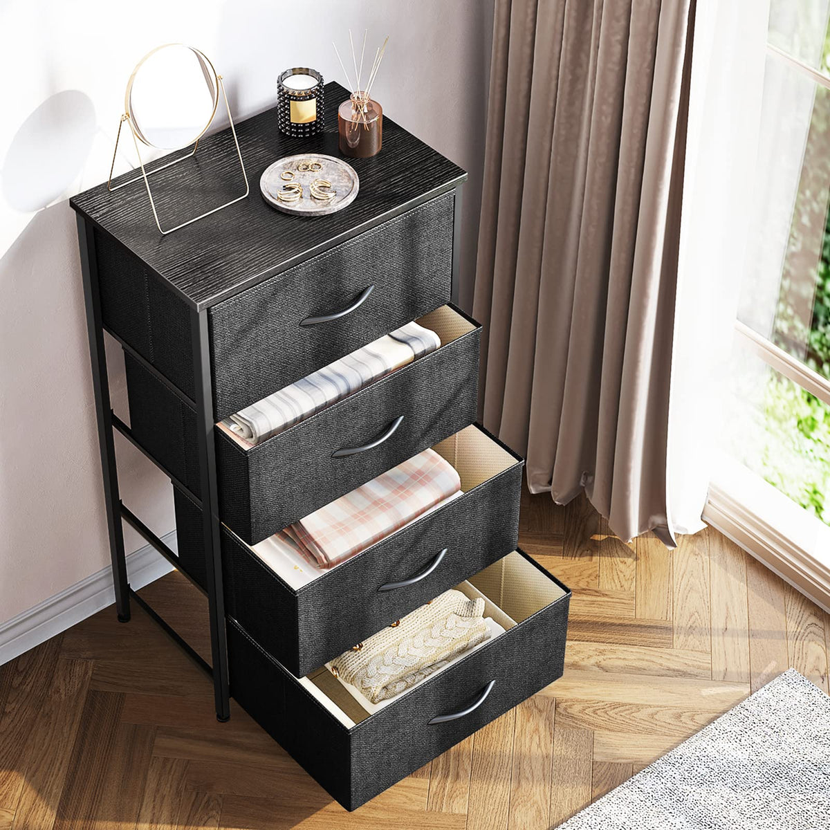 Black 4 Drawer Small Dresser G3438