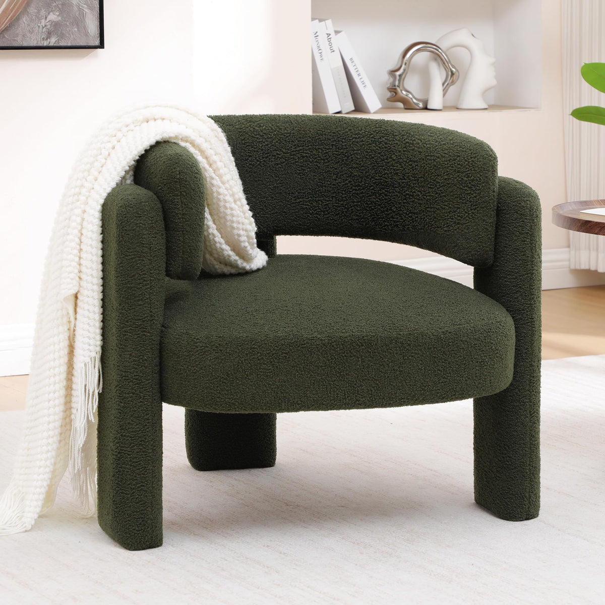 Sherpa Barrel Accent Chairs Set of 2 Olive Green U9652