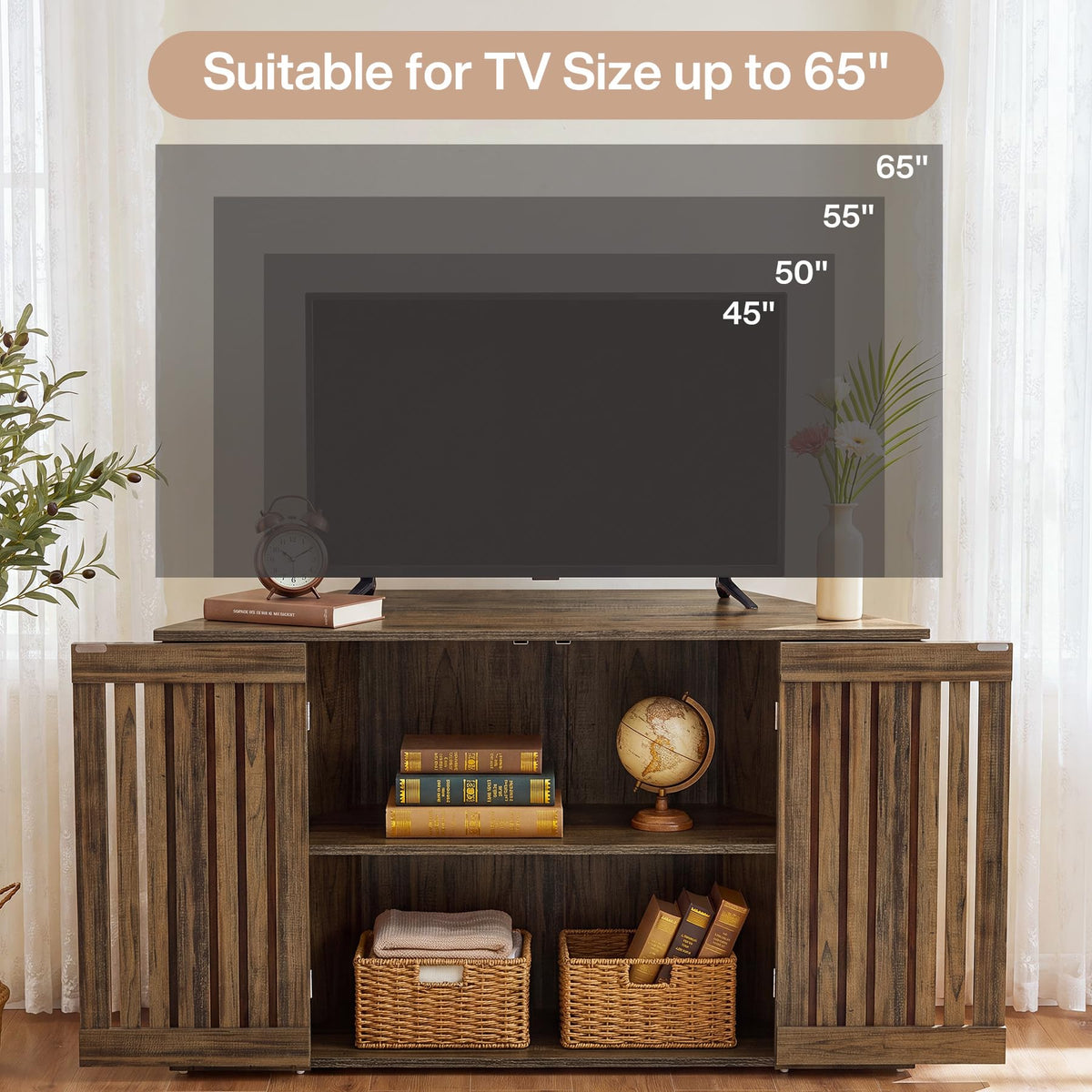 53" Farmhouse Corner TV Stand with Storage M3234