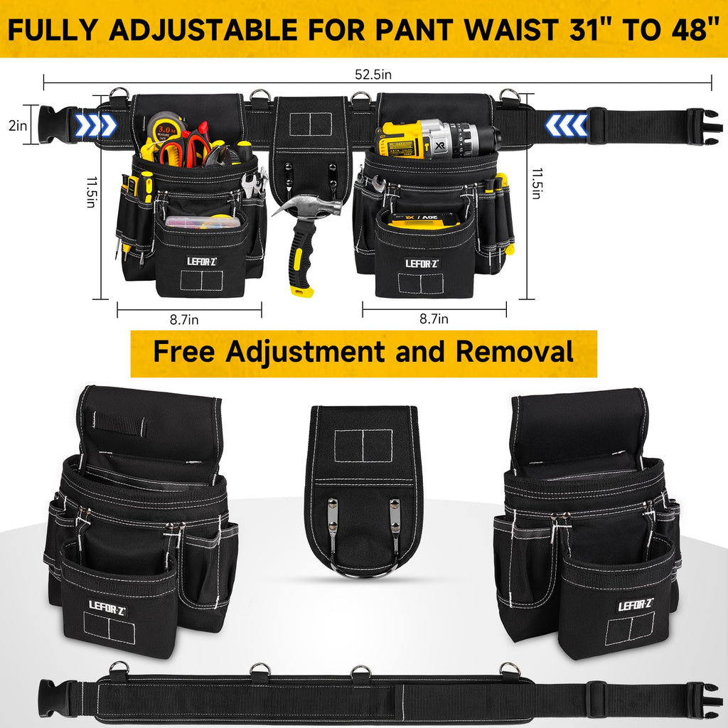 Tool Belt with 4 D-Rings, 27-Pockets K9233