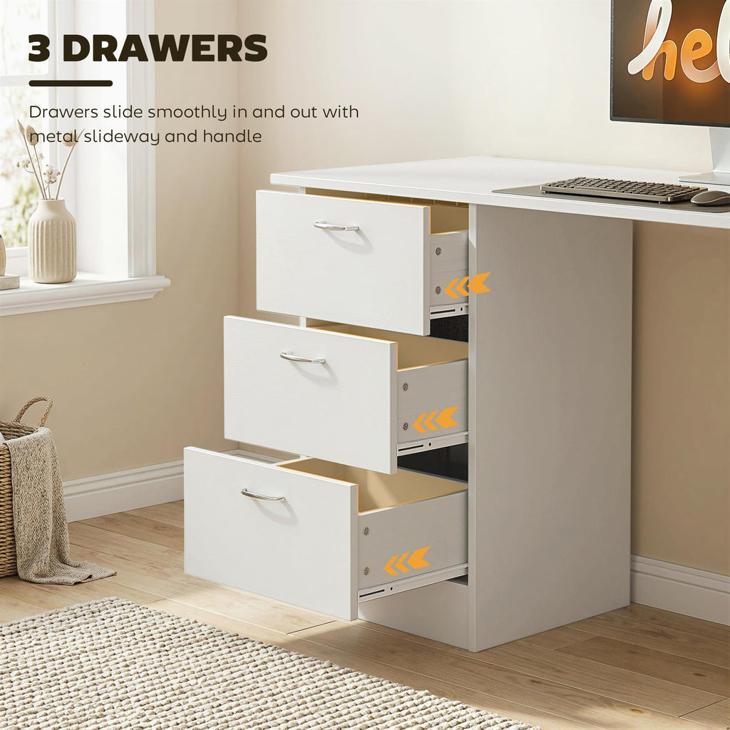 White Computer Desk with Drawers F742956