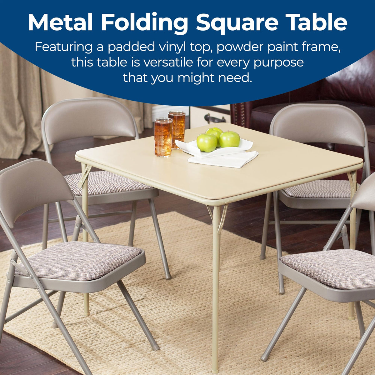 Buff Tan Square Folding Card Table H571457