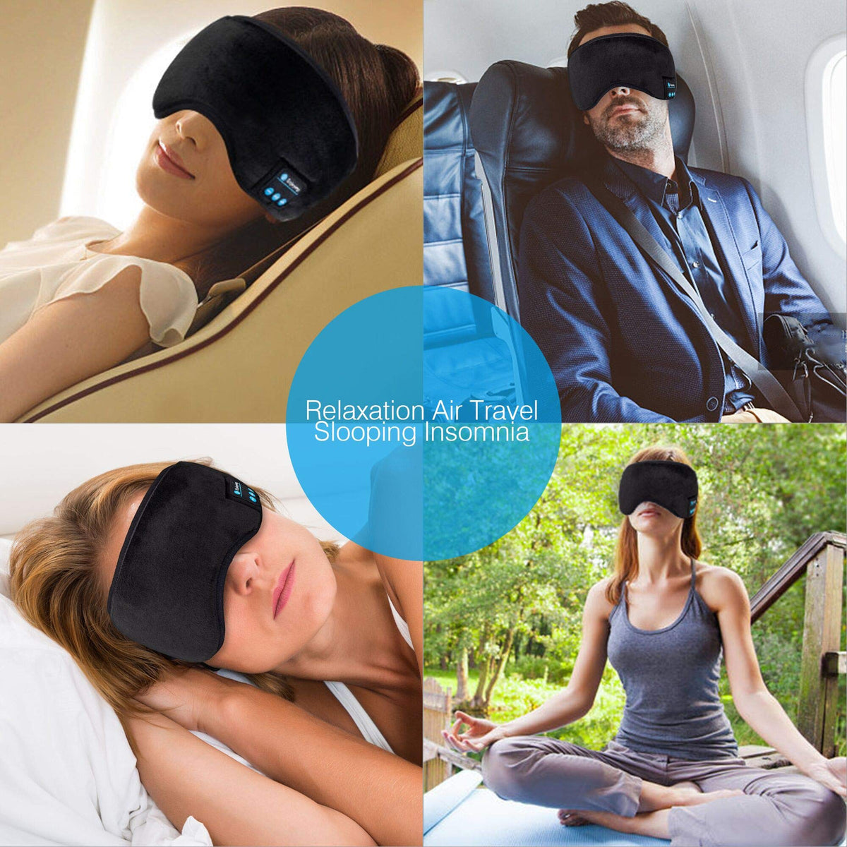 Bluetooth Sleep Headphones Eye Mask with Built-in Speakers Microphone I3052