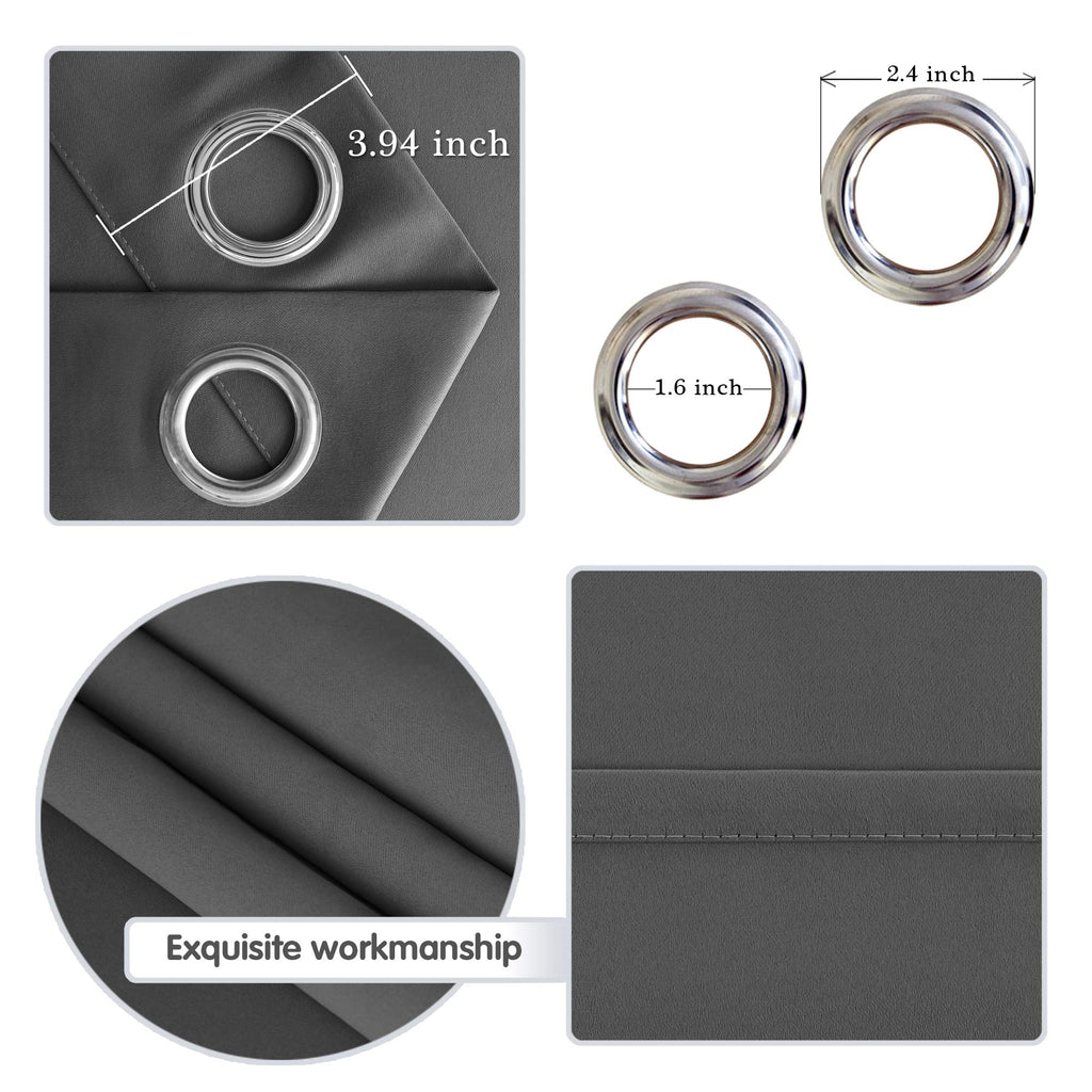 Dark Grey Thermal Blackout Room Divider Curtain Panel M56909