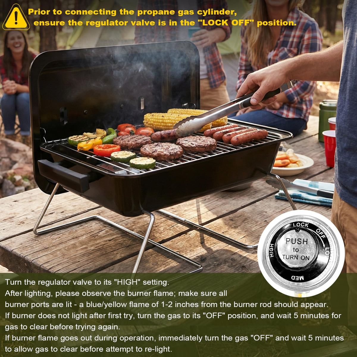 Portable Propane Gas Grill with Foldable Legs K697350