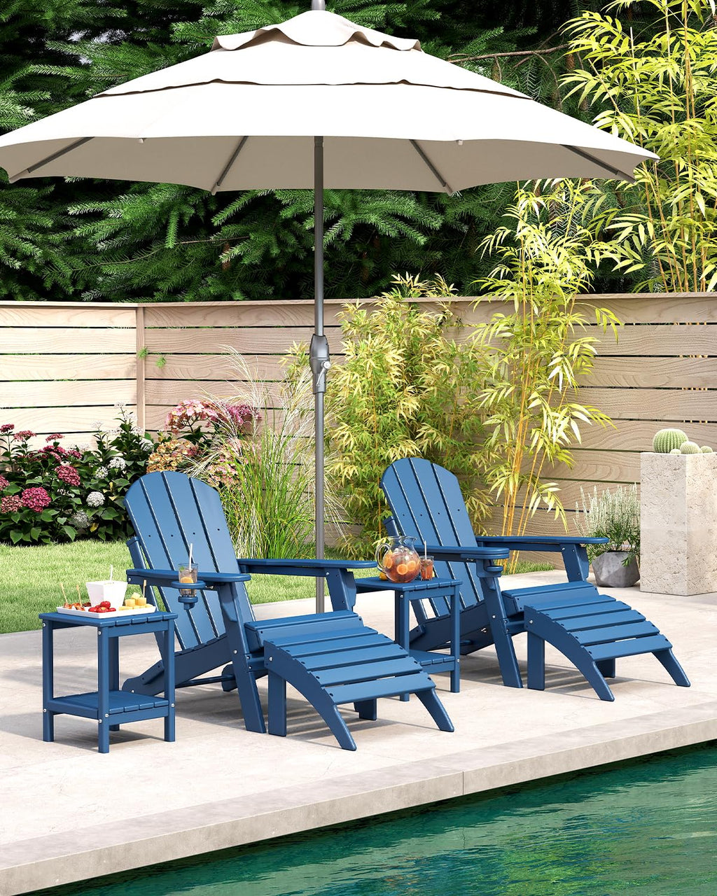 Folding Adirondack Chairs Set of 2 Blue HDPE N138480