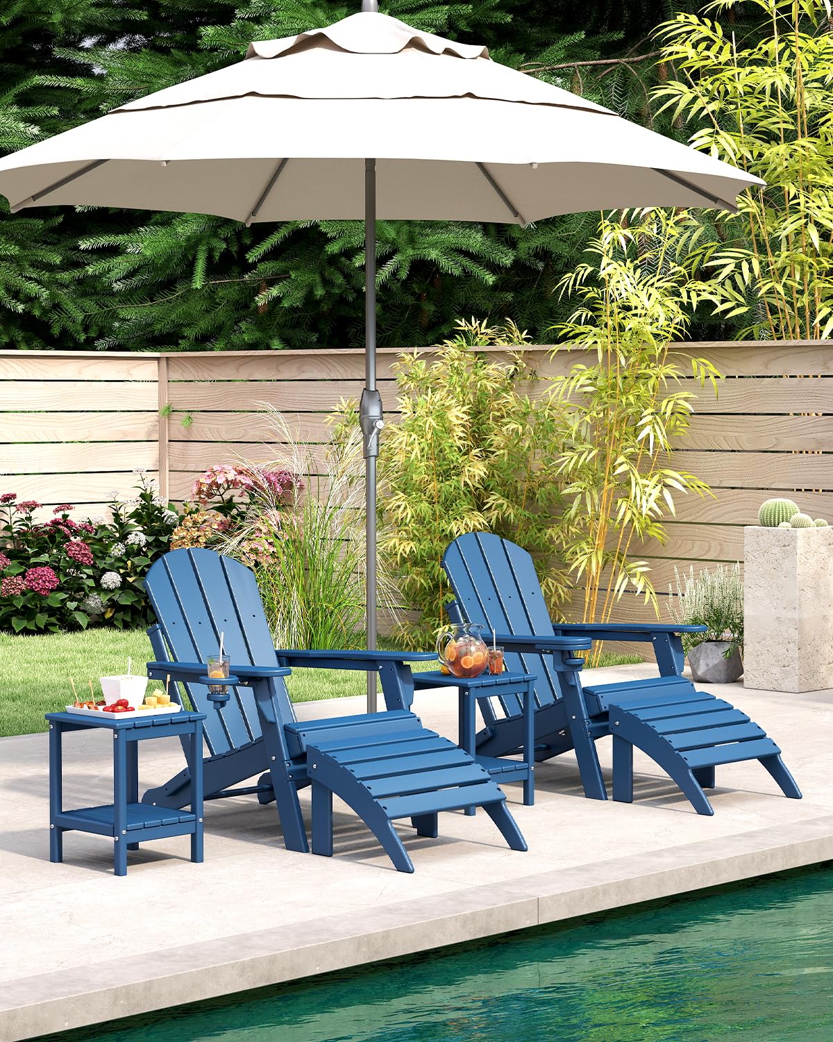 Folding Adirondack Chairs Set of 2 Blue HDPE N138480