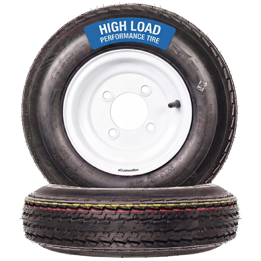 2-Pack Trailer Tire Rim Assembly 4.80-8 4 Lug White Q9708