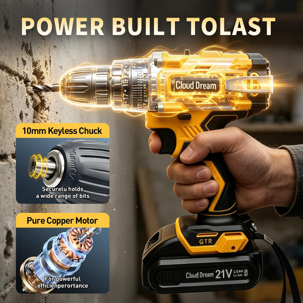 21V Cordless Drill Set with 2 Batteries and Charger J173277