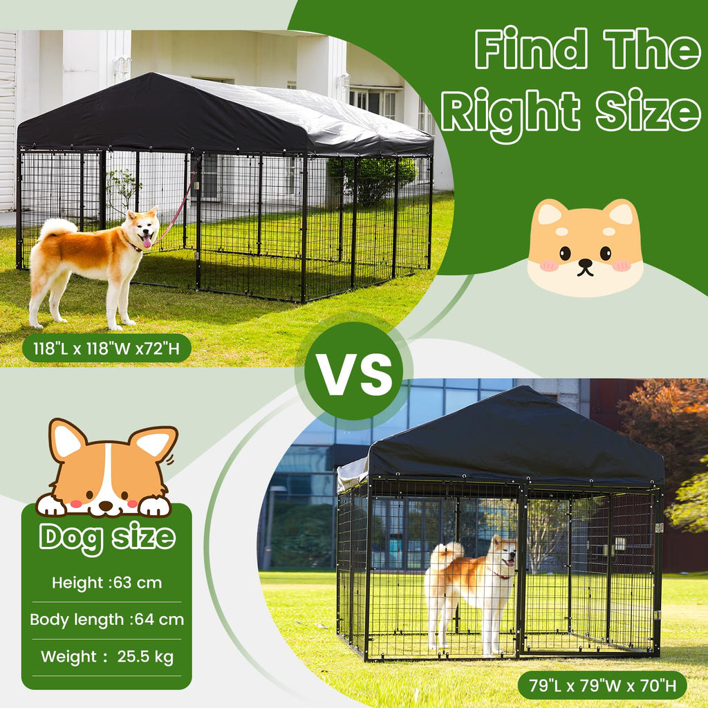 Large Outdoor Dog Enclosure with Roof H3968
