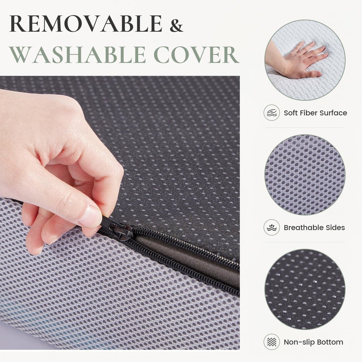 Twin Trifold Memory Foam Mattress with Washable Cover D4347