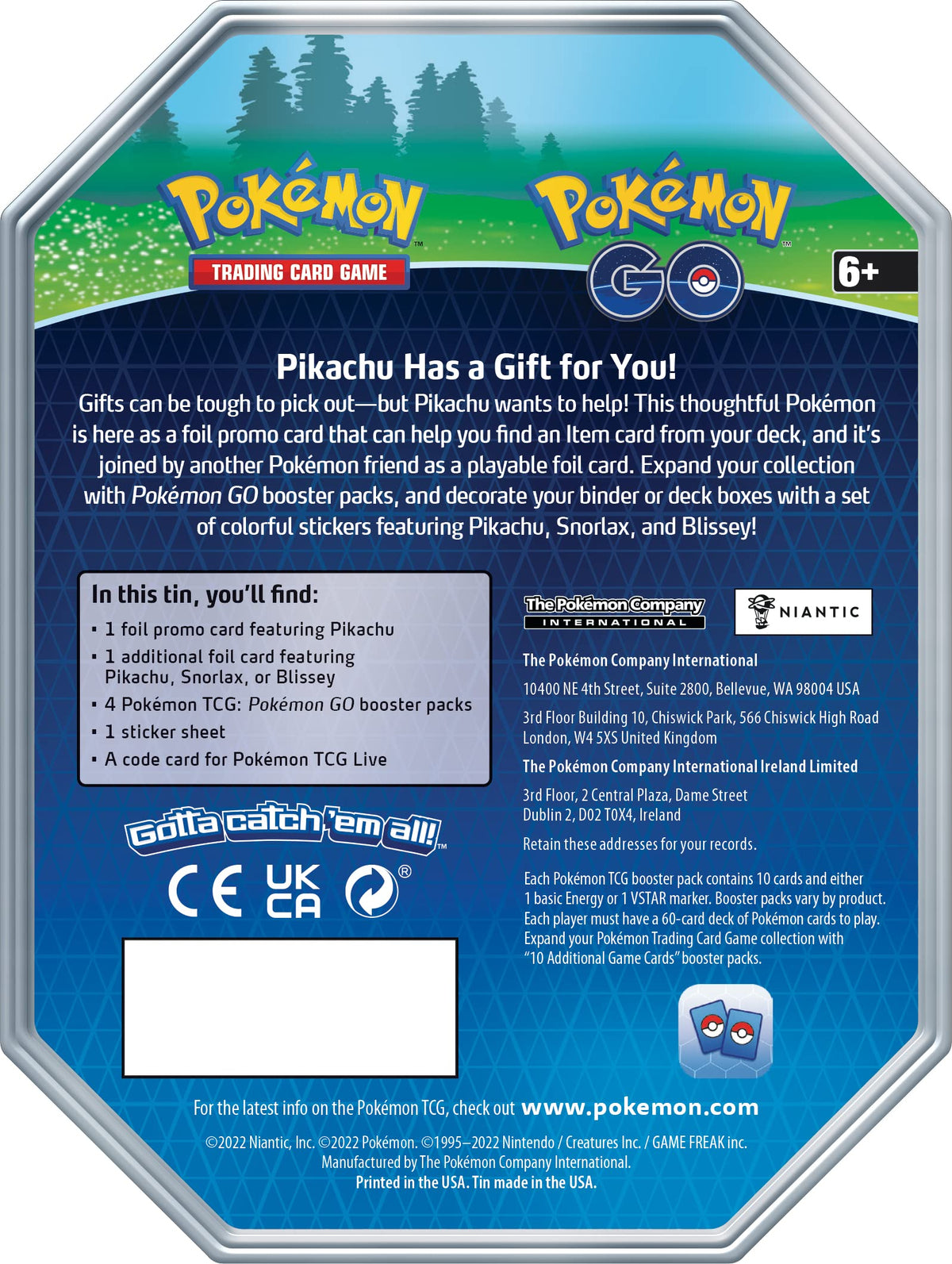 Pokémon TCG GO Tin 2 Foil Cards & 4 Booster Packs G38846