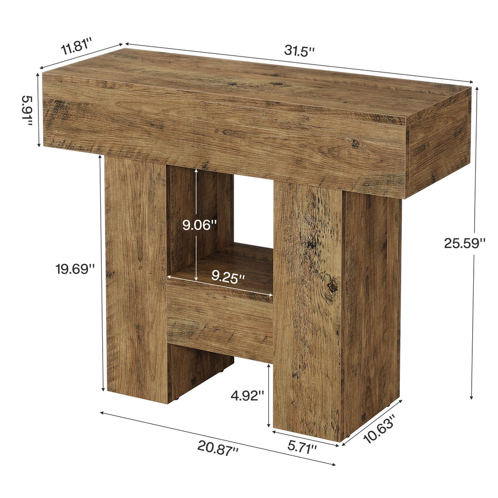 2-Tier Narrow Side Table with Storage Shelf U861