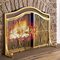Gold Scroll Metal Fireplace Screen with 2 Doors D71379